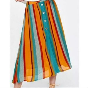 Brand new Zara multicolored striped skirt